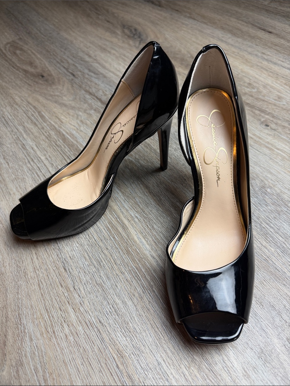 Jessica Simpson ‘Jaselle’ Black Peep-Toe Stiletto Heels Size 8.5 M